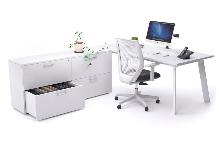 Switch Executive Setting With Uniform Spine - White Frame [1800L x 800W with Cable Scallop] Jasonl white none 4 drawer lateral filing cabinet