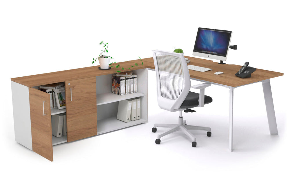 Switch Executive Setting With Uniform Spine - White Frame [1800L x 800W with Cable Scallop]-salvage oak none 2 door open storage cabinet