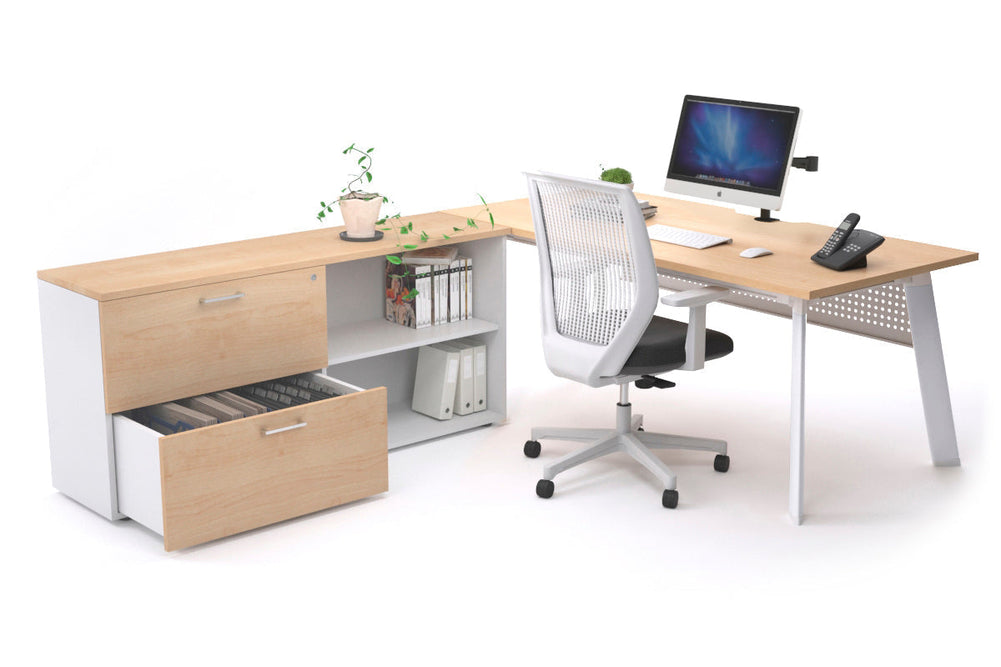 Switch Executive Setting With Uniform Spine - White Frame [1800L x 800W with Cable Scallop]-maple white modesty 2 drawer open filing cabinet