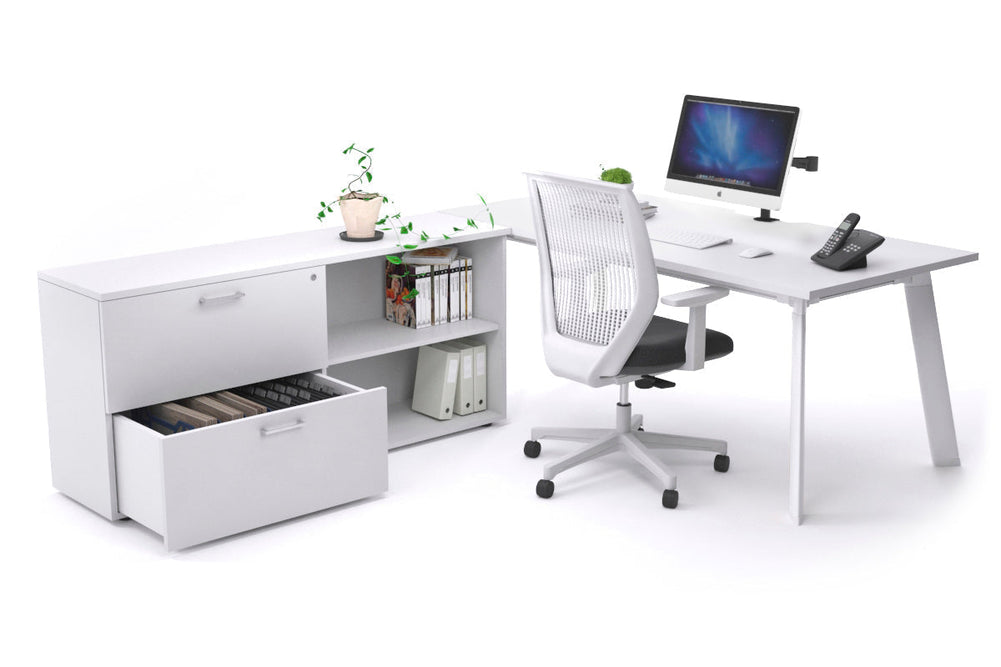 Switch Executive Setting With Uniform Spine - White Frame [1800L x 800W with Cable Scallop]-white none 2 drawer open filing cabinet
