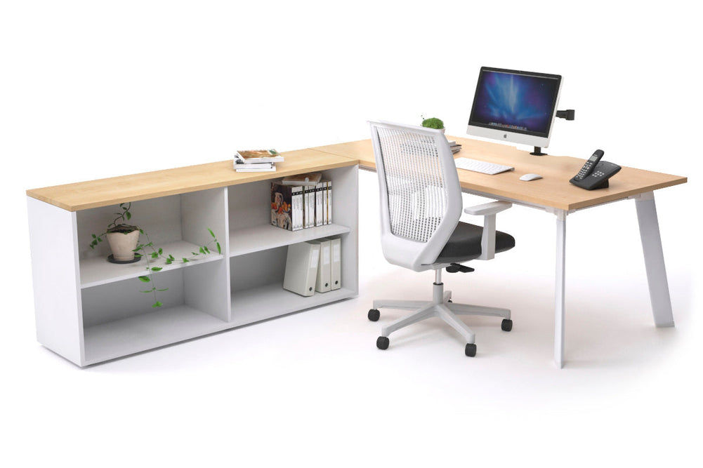 Switch Executive Setting With Uniform Spine - White Frame [1800L x 800W with Cable Scallop]-maple none open bookcase