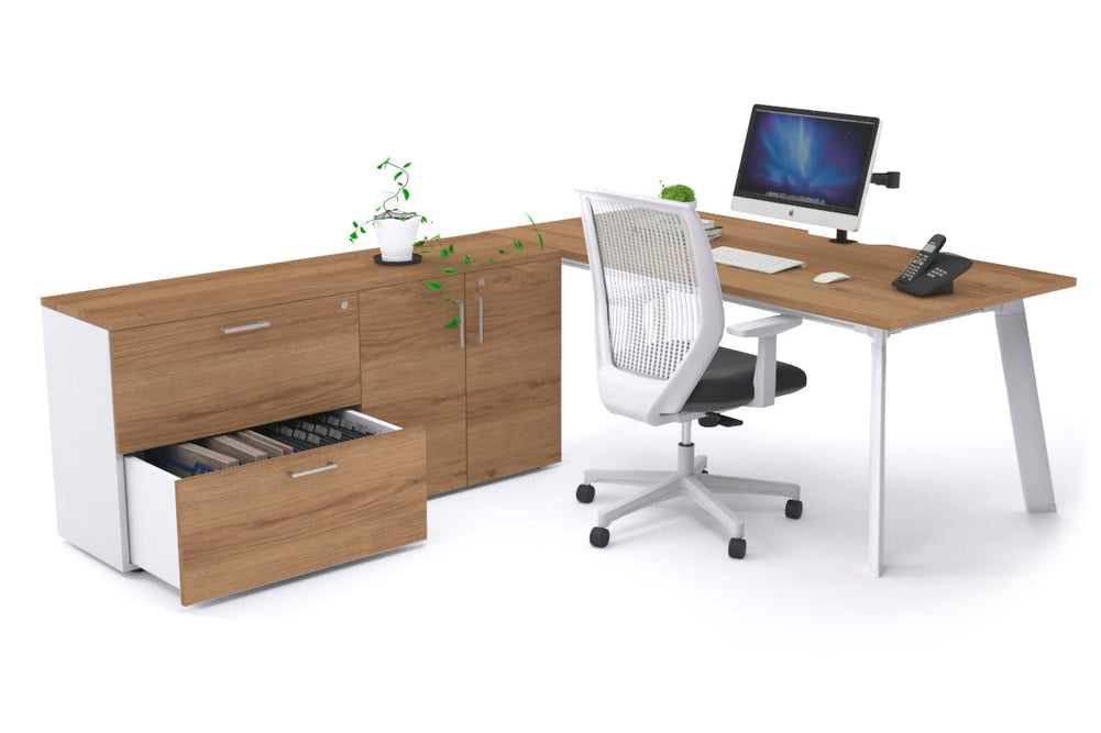 Switch Executive Setting With Uniform Spine - White Frame [1800L x 800W with Cable Scallop]-salvage oak none 2 drawer 2 door filing cabinet