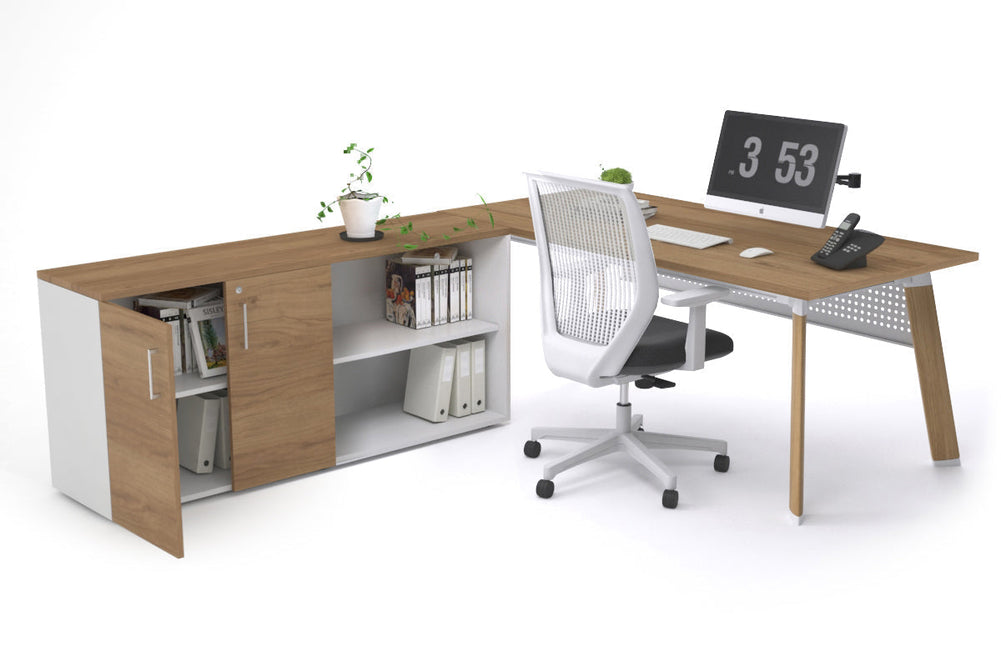 Switch Executive Setting With Uniform Spine - Wood Imprint Frame [1600L x 700W]-salvage oak white modesty 2 door open storage cabinet