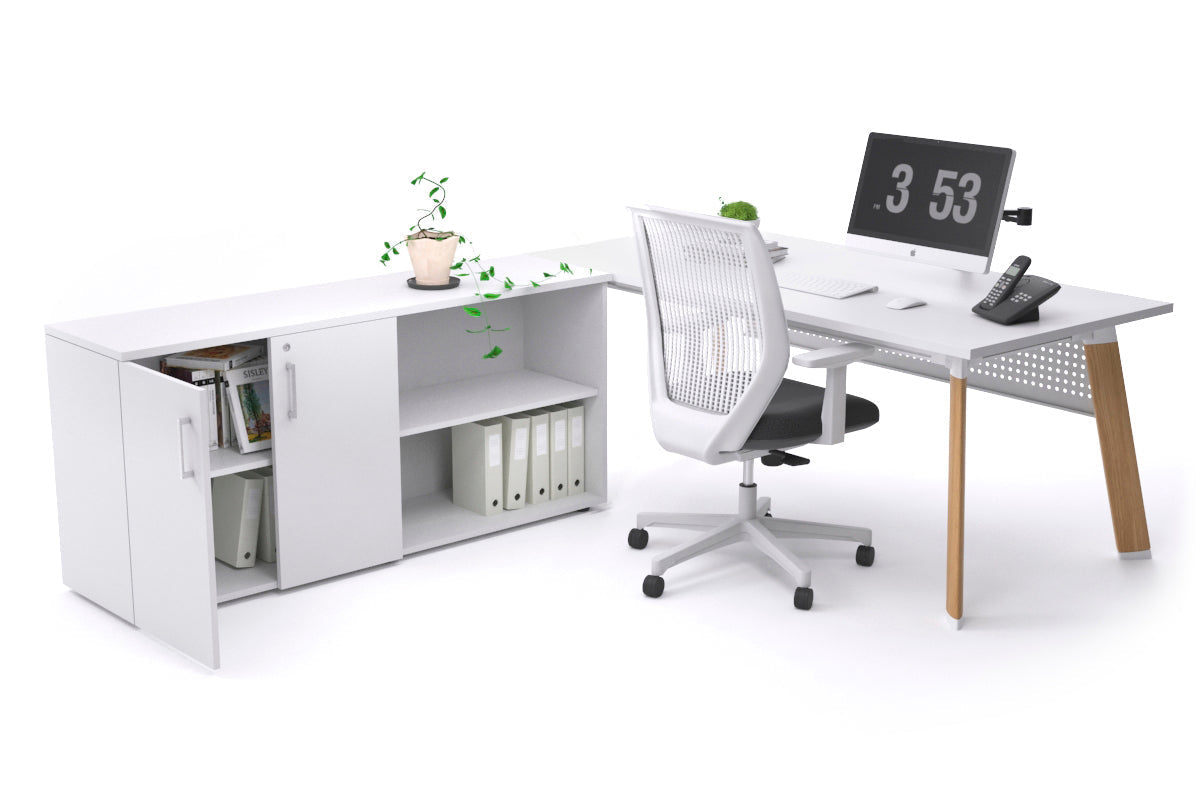 Switch Executive Setting With Uniform Spine - Wood Imprint Frame [1600L x 700W] Jasonl white white modesty 2 door open storage cabinet