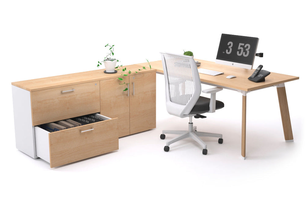 Switch Executive Setting With Uniform Spine - Wood Imprint Frame [1600L x 700W]-maple none 2 drawer 2 door filing cabinet