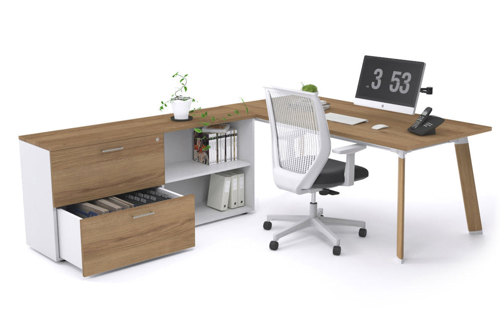 Switch Executive Setting With Uniform Spine - Wood Imprint Frame [1600L x 700W]-salvage oak none 2 drawer open filing cabinet