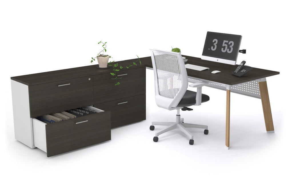 Switch Executive Setting With Uniform Spine - Wood Imprint Frame [1600L x 700W]-dark oak white modesty 4 drawer lateral filing cabinet