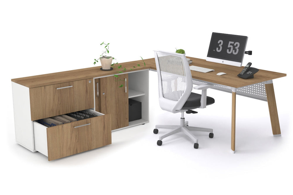 Switch Executive Setting With Uniform Spine - Wood Imprint Frame [1600L x 700W]-salvage oak white modesty 2 drawer lateral sliding door credenza