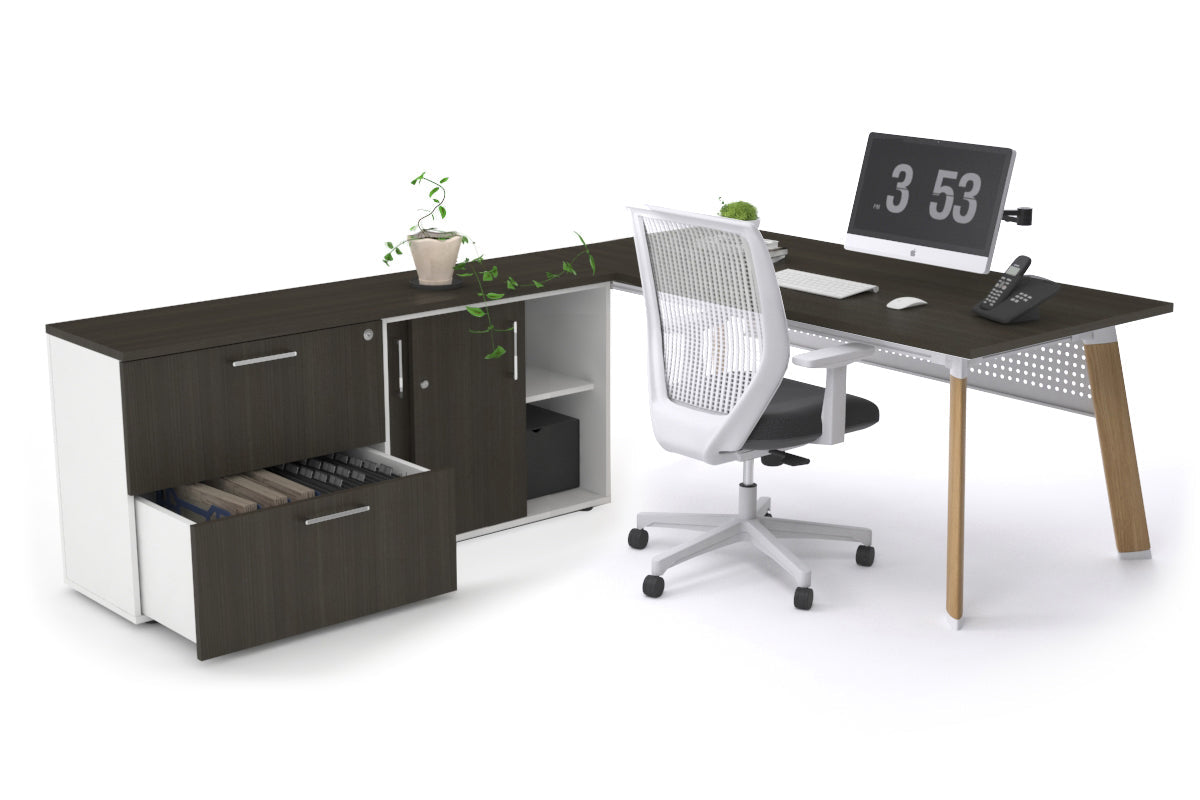 Switch Executive Setting With Uniform Spine - Wood Imprint Frame [1600L x 700W] Jasonl dark oak white modesty 2 drawer lateral sliding door credenza