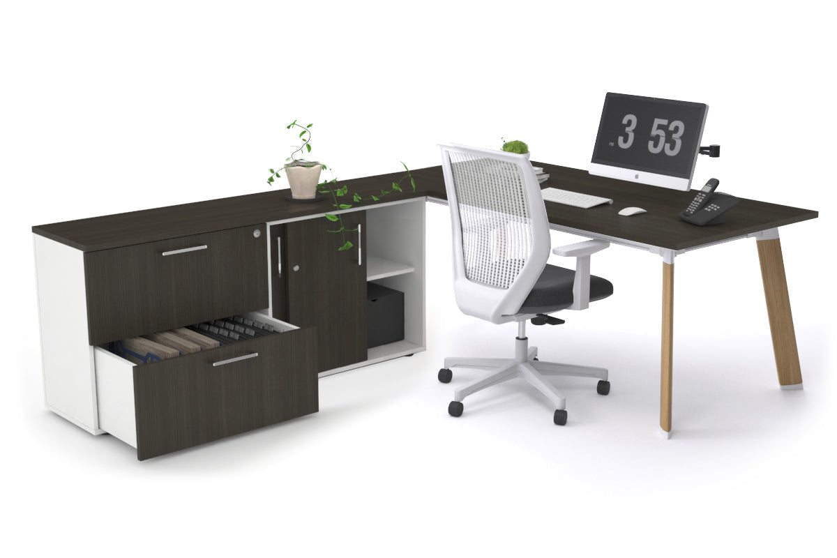 Switch Executive Setting With Uniform Spine - Wood Imprint Frame [1600L x 700W] Jasonl dark oak none 2 drawer lateral sliding door credenza