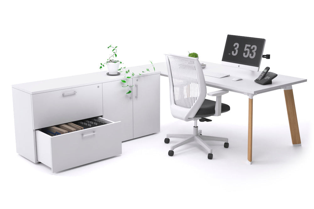 Switch Executive Setting With Uniform Spine - Wood Imprint Frame [1600L x 700W]-white none 2 drawer 2 door filing cabinet