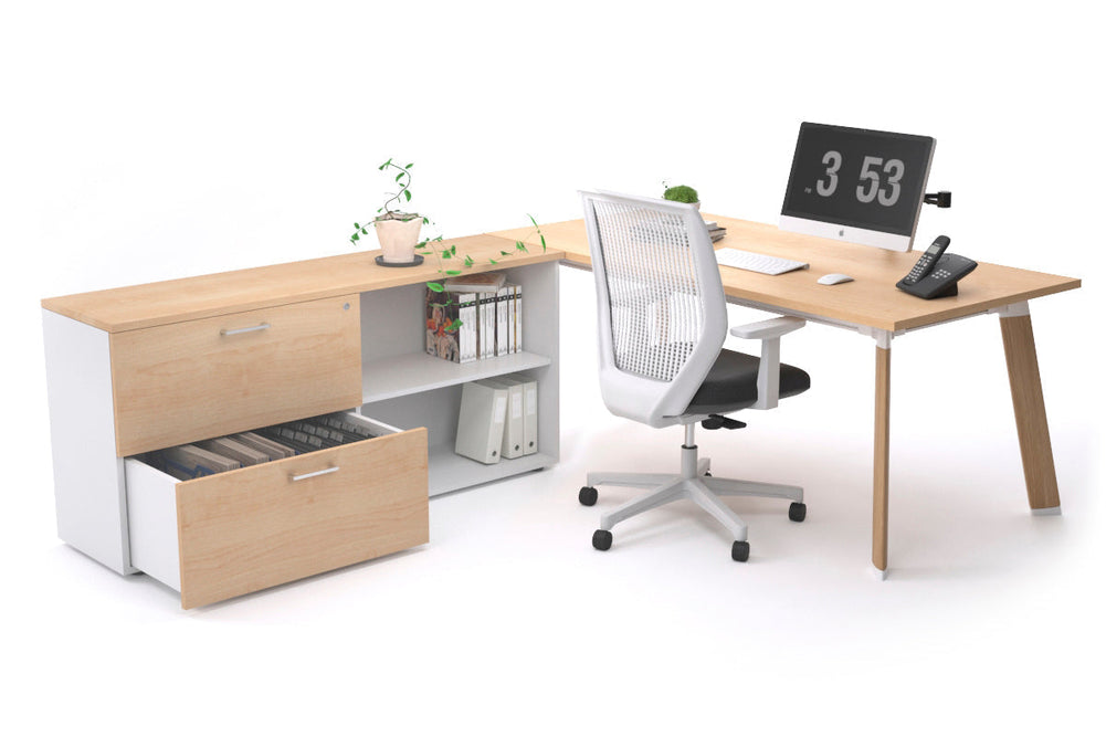 Switch Executive Setting With Uniform Spine - Wood Imprint Frame [1600L x 700W]-maple none 2 drawer open filing cabinet