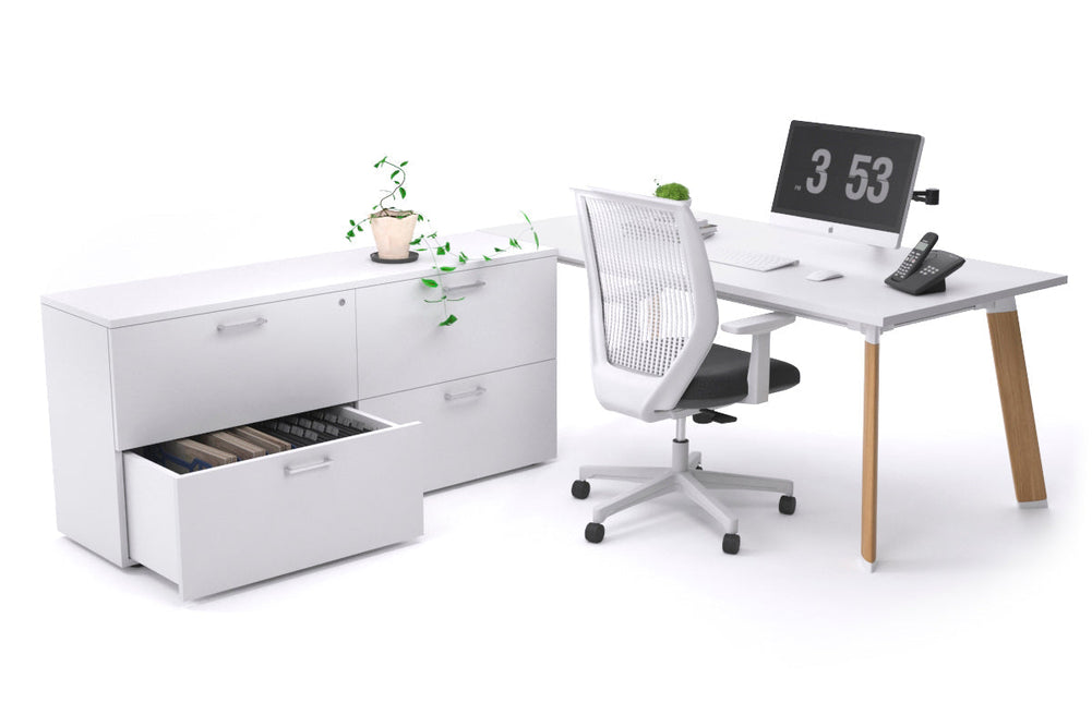 Switch Executive Setting With Uniform Spine - Wood Imprint Frame [1600L x 700W]-white none 4 drawer lateral filing cabinet