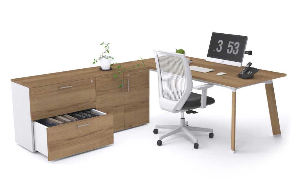 Switch Executive Setting With Uniform Spine - Wood Imprint Frame [1600L x 700W]-salvage oak none 2 drawer 2 door filing cabinet