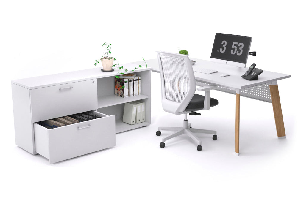 Switch Executive Setting With Uniform Spine - Wood Imprint Frame [1600L x 700W]-white white modesty 2 drawer open filing cabinet