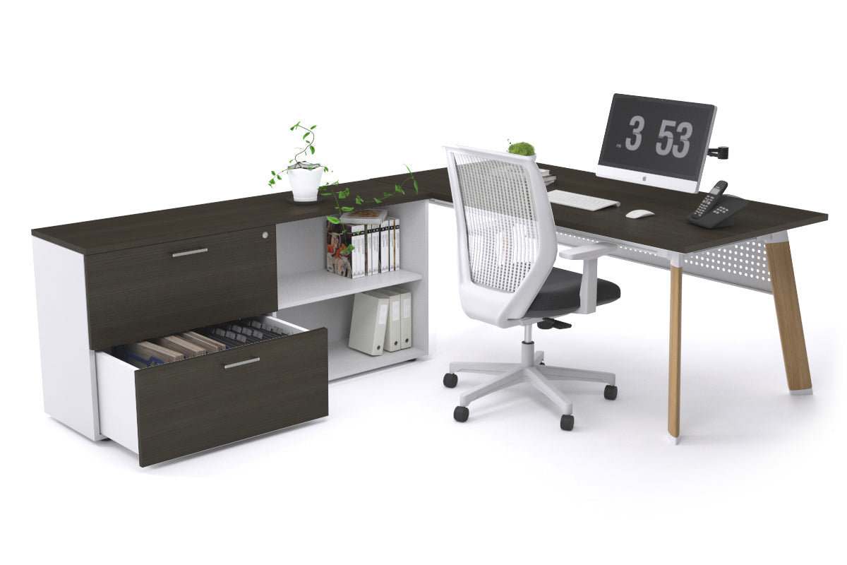 Switch Executive Setting With Uniform Spine - Wood Imprint Frame [1600L x 700W] Jasonl dark oak white modesty 2 drawer open filing cabinet
