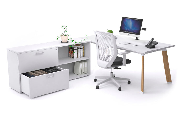 Switch Executive Setting With Uniform Spine - Wood Imprint Frame [1600L x 800W with Cable Scallop] Jasonl white none 2 drawer open filing cabinet