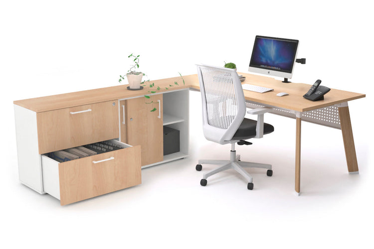 Switch Executive Setting With Uniform Spine - Wood Imprint Frame [1600L x 800W with Cable Scallop] Jasonl maple white modesty 2 drawer lateral sliding door credenza