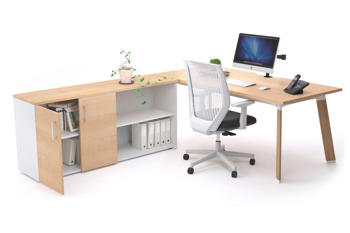 Switch Executive Setting With Uniform Spine - Wood Imprint Frame [1600L x 800W with Cable Scallop] Jasonl maple none 2 door open storage cabinet