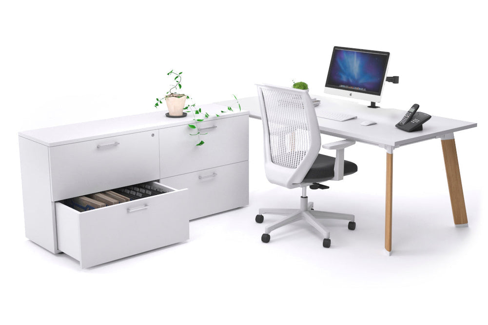 Switch Executive Setting With Uniform Spine - Wood Imprint Frame [1600L x 800W with Cable Scallop]-white none 4 drawer lateral filing cabinet