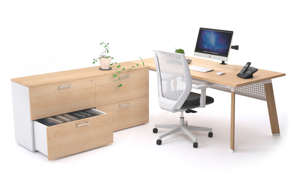 Switch Executive Setting With Uniform Spine - Wood Imprint Frame [1600L x 800W with Cable Scallop]-maple white modesty 4 drawer lateral filing cabinet