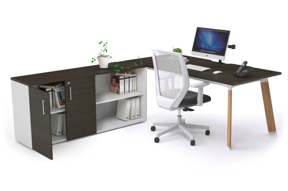 Switch Executive Setting With Uniform Spine - Wood Imprint Frame [1600L x 800W with Cable Scallop]-dark oak none 2 door open storage cabinet