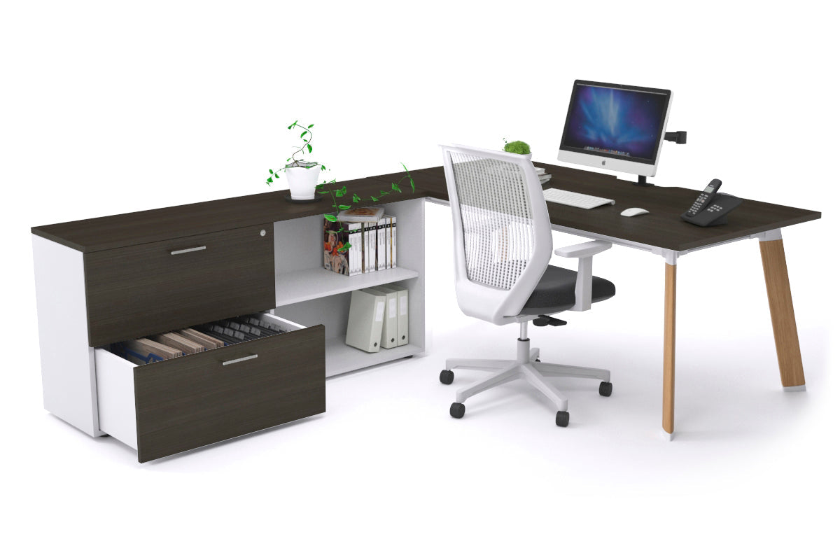 Switch Executive Setting With Uniform Spine - Wood Imprint Frame [1600L x 800W with Cable Scallop] Jasonl dark oak none 2 drawer open filing cabinet