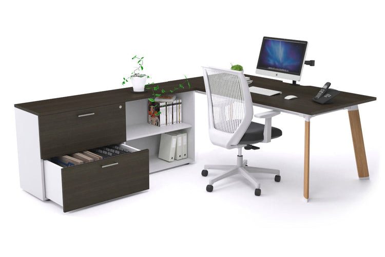 Switch Executive Setting With Uniform Spine - Wood Imprint Frame [1600L x 800W with Cable Scallop] Jasonl dark oak none 2 drawer open filing cabinet