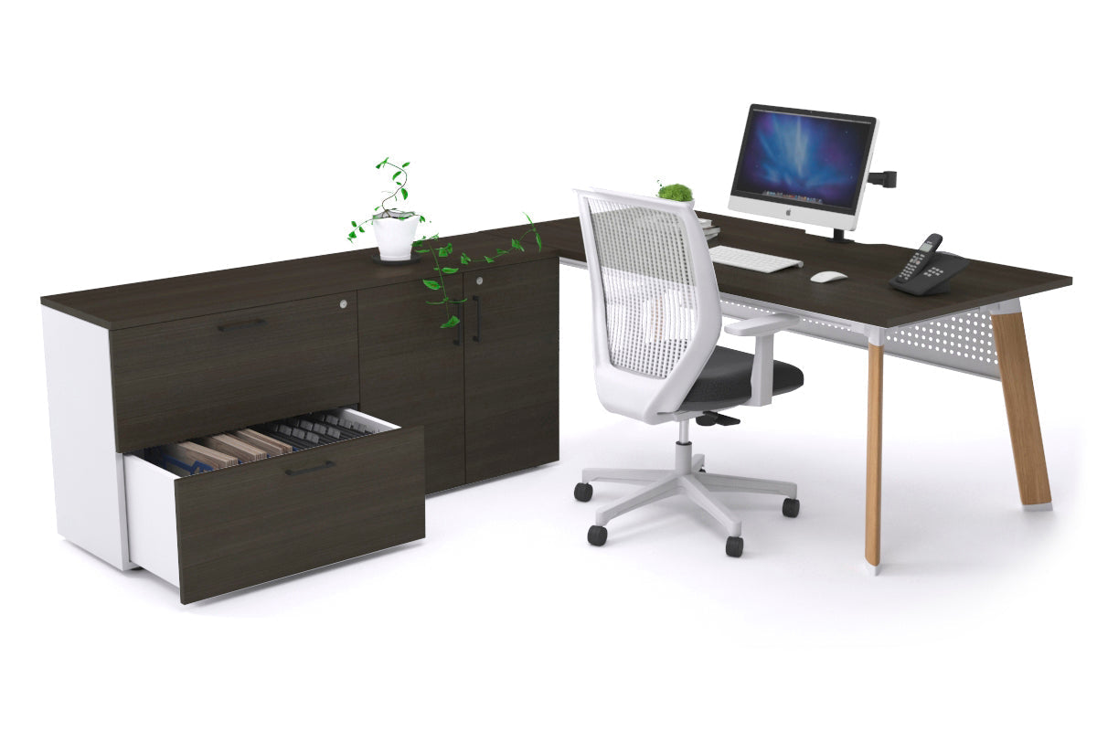 Switch Executive Setting With Uniform Spine - Wood Imprint Frame [1600L x 800W with Cable Scallop] Jasonl dark oak white modesty 2 drawer 2 door filing cabinet