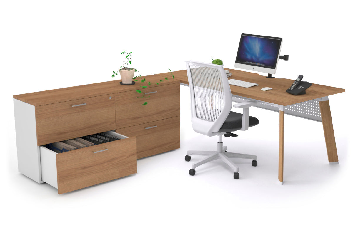 Switch Executive Setting With Uniform Spine - Wood Imprint Frame [1600L x 800W with Cable Scallop] Jasonl salvage oak white modesty 4 drawer lateral filing cabinet