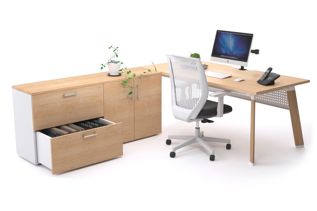 Switch Executive Setting With Uniform Spine - Wood Imprint Frame [1600L x 800W with Cable Scallop] Jasonl maple white modesty 2 drawer 2 door filing cabinet