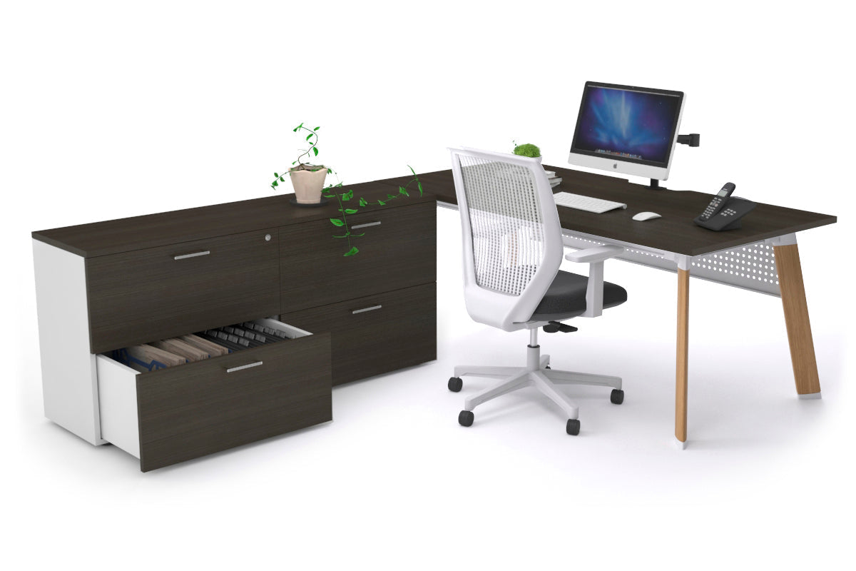 Switch Executive Setting With Uniform Spine - Wood Imprint Frame [1600L x 800W with Cable Scallop] Jasonl dark oak white modesty 4 drawer lateral filing cabinet