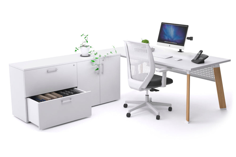 Switch Executive Setting With Uniform Spine - Wood Imprint Frame [1600L x 800W with Cable Scallop]-white white modesty 2 drawer 2 door filing cabinet