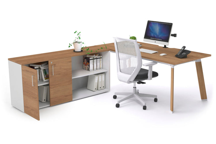 Switch Executive Setting With Uniform Spine - Wood Imprint Frame [1600L x 800W with Cable Scallop] Jasonl salvage oak none 2 door open storage cabinet