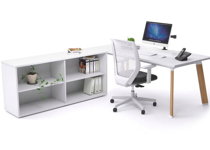 Switch Executive Setting With Uniform Spine - Wood Imprint Frame [1600L x 800W with Cable Scallop] Jasonl white none open bookcase