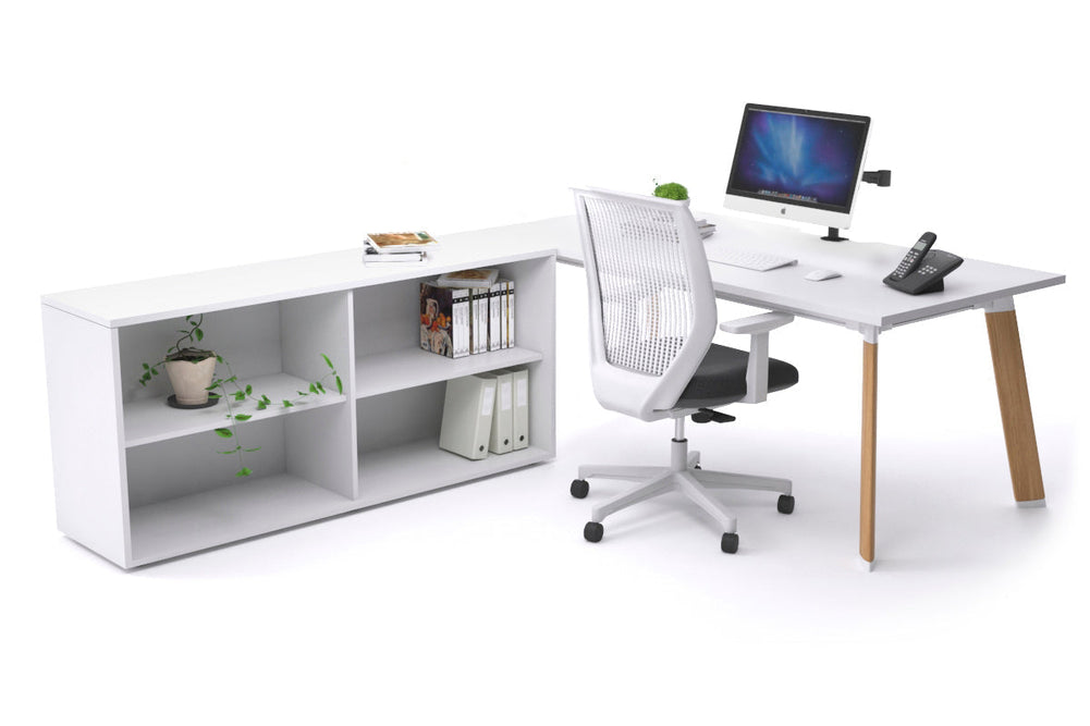 Switch Executive Setting With Uniform Spine - Wood Imprint Frame [1600L x 800W with Cable Scallop]-white none open bookcase