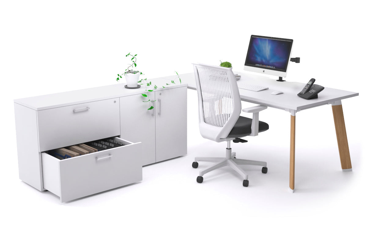Switch Executive Setting With Uniform Spine - Wood Imprint Frame [1600L x 800W with Cable Scallop] Jasonl white none 2 drawer 2 door filing cabinet