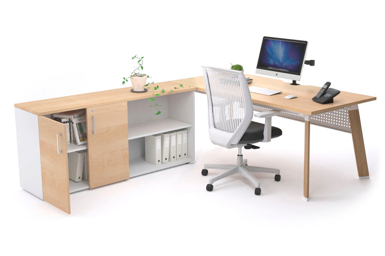 Switch Executive Setting With Uniform Spine - Wood Imprint Frame [1600L x 800W with Cable Scallop] Jasonl maple white modesty 2 door open storage cabinet
