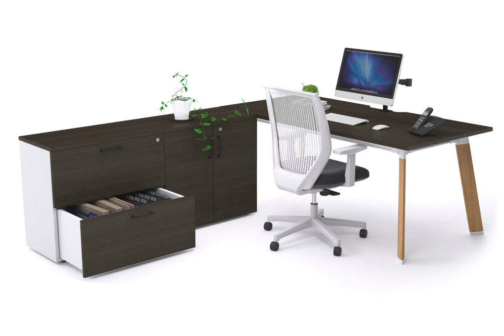 Switch Executive Setting With Uniform Spine - Wood Imprint Frame [1600L x 800W with Cable Scallop]-dark oak none 2 drawer 2 door filing cabinet