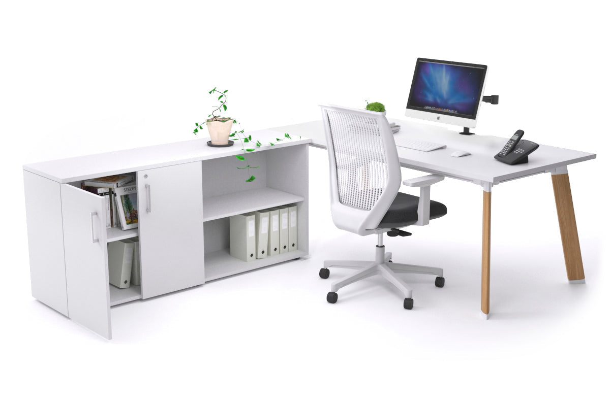 Switch Executive Setting With Uniform Spine - Wood Imprint Frame [1600L x 800W with Cable Scallop] Jasonl white none 2 door open storage cabinet