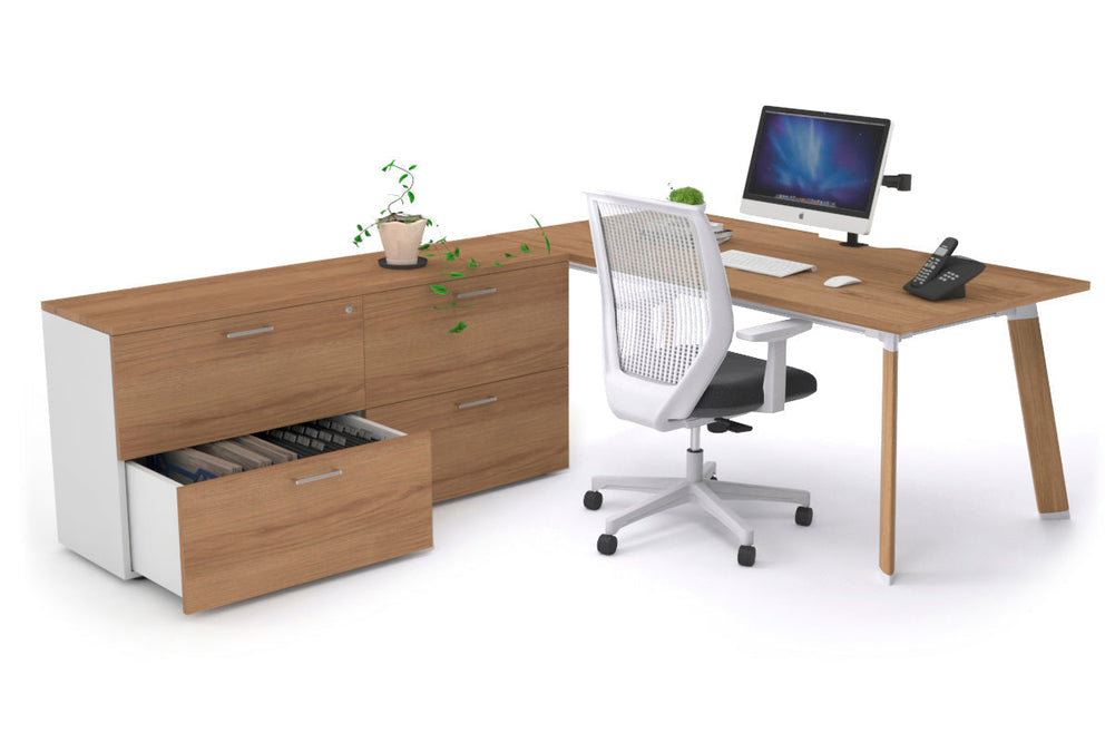 Switch Executive Setting With Uniform Spine - Wood Imprint Frame [1600L x 800W with Cable Scallop]-salvage oak none 4 drawer lateral filing cabinet