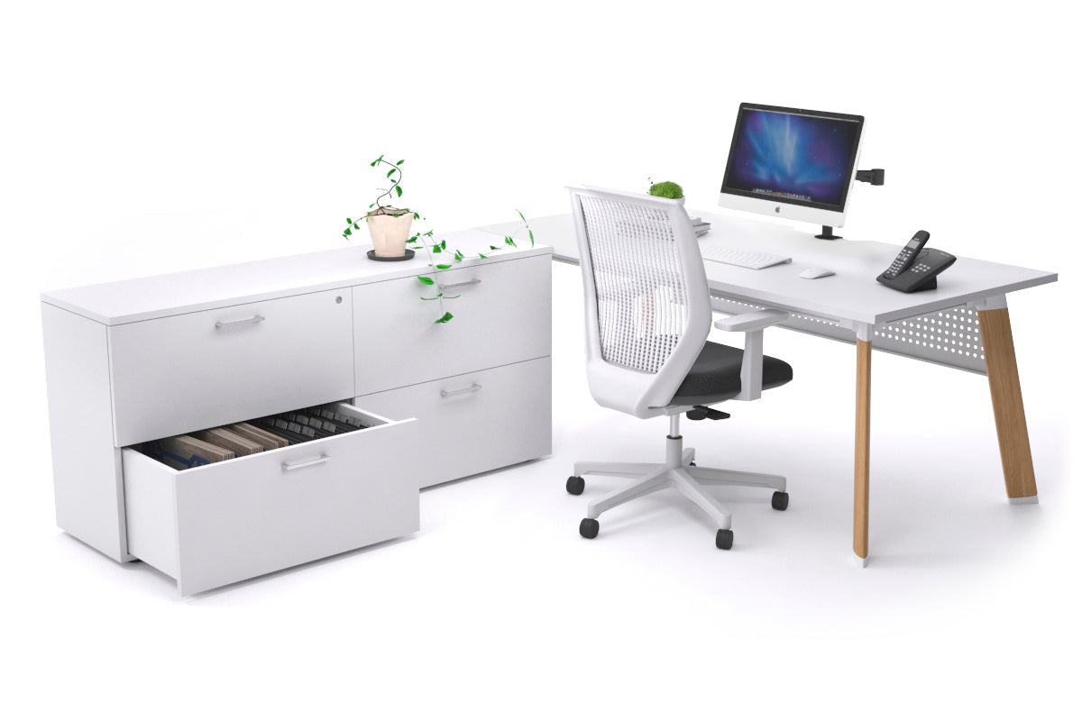 Switch Executive Setting With Uniform Spine - Wood Imprint Frame [1600L x 800W with Cable Scallop] Jasonl white white modesty 4 drawer lateral filing cabinet