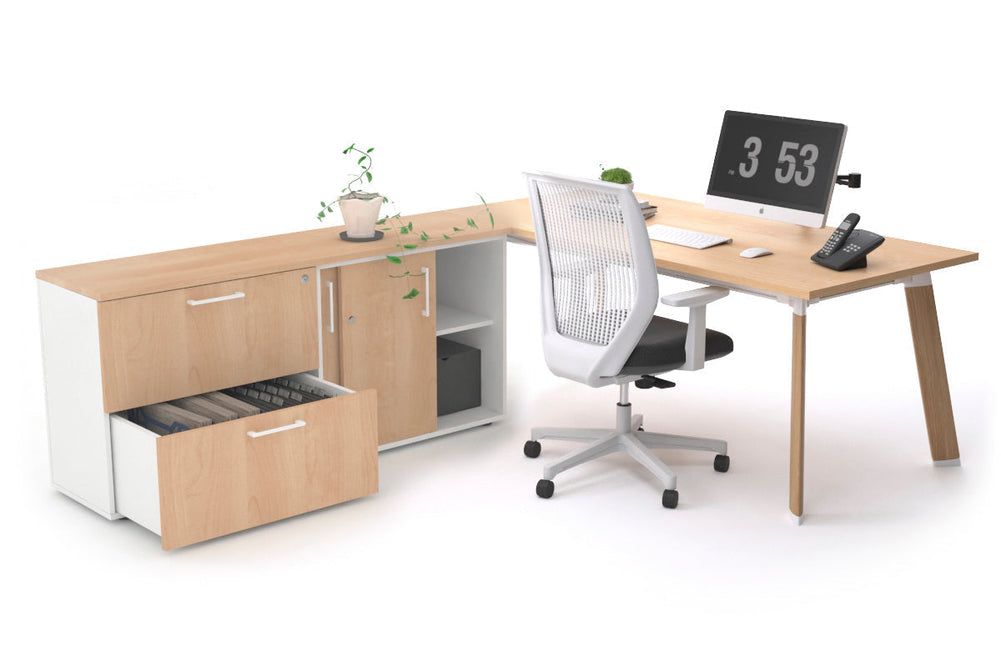 Switch Executive Setting With Uniform Spine - Wood Imprint Frame [1800L x 700W]-maple none 2 drawer lateral sliding door credenza