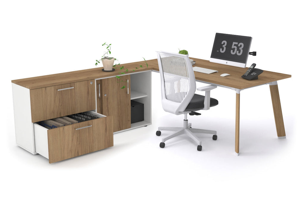 Switch Executive Setting With Uniform Spine - Wood Imprint Frame [1800L x 700W]-salvage oak none 2 drawer lateral sliding door credenza