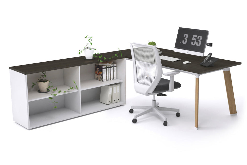 Switch Executive Setting With Uniform Spine - Wood Imprint Frame [1800L x 700W]-dark oak none open bookcase