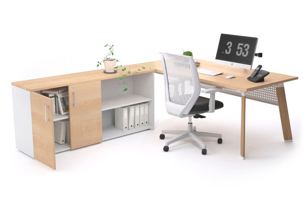 Switch Executive Setting With Uniform Spine - Wood Imprint Frame [1800L x 700W]-maple white modesty 2 door open storage cabinet