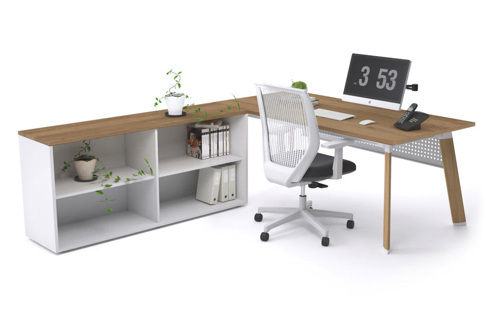 Switch Executive Setting With Uniform Spine - Wood Imprint Frame [1800L x 700W]-salvage oak white modesty open bookcase