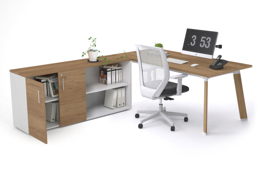 Switch Executive Setting With Uniform Spine - Wood Imprint Frame [1800L x 700W]-salvage oak none 2 door open storage cabinet