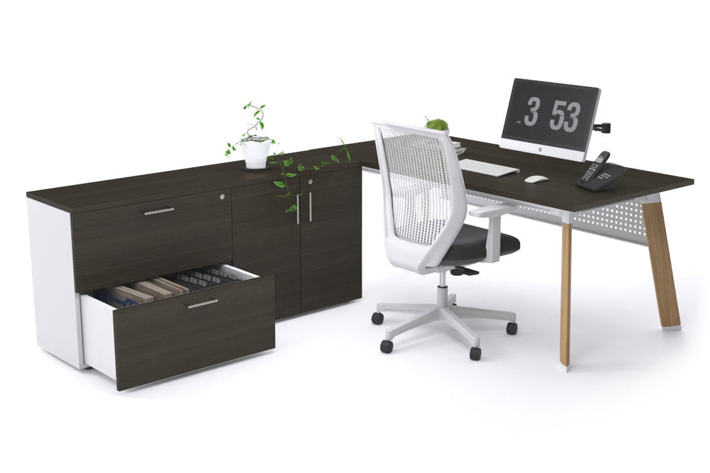 Switch Executive Setting With Uniform Spine - Wood Imprint Frame [1800L x 700W]-dark oak white modesty 2 drawer 2 door filing cabinet