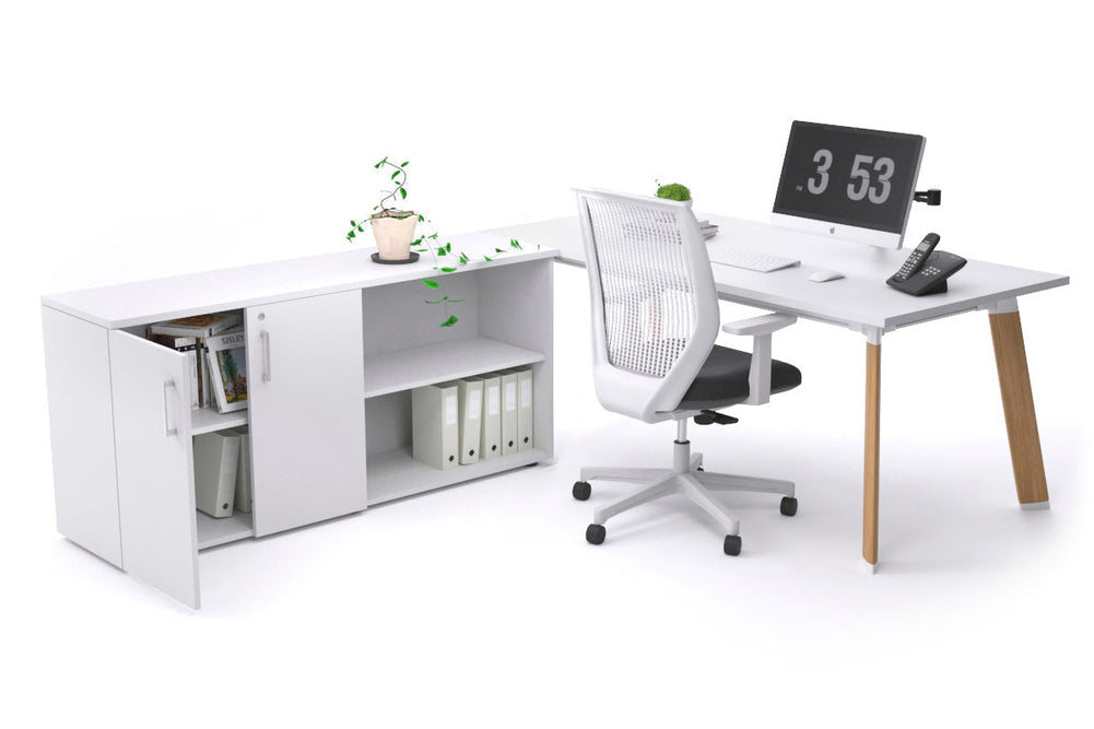 Switch Executive Setting With Uniform Spine - Wood Imprint Frame [1800L x 700W]-white none 2 door open storage cabinet